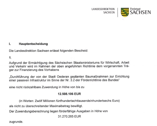 Zuwendungsbescheid Breitband